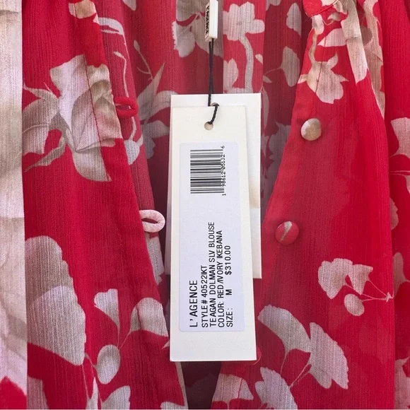 L'AGENCE Teagan Floral Semi-Sheer Button-Front Blouse size M - Picture 4 of 6